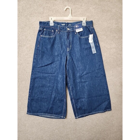 Old Navy Baggy Wide-Leg Culotte Jeans Womens 12 Blue Drapey Denim NEW - Picture 3 of 12